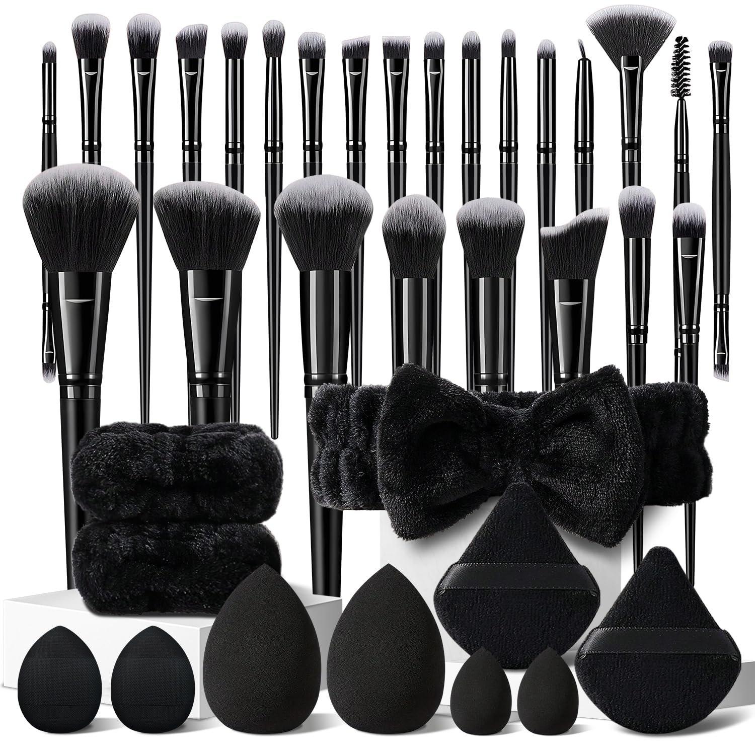 HGHDBT 36Pcs Black Makeup Brushes Set Professional Makeup Kit Multi-functional Makeup Tool Set with Facial Makeup Accessories, Foundation Makeup Brush Kit Eye and Face Make up Brushes & Tools