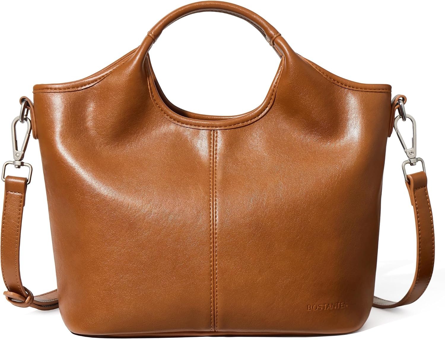 BOSTANTEN Vegan Leather Purses for Women Soft Crossbody Zip Satchel Handbag | Compact Everyday Size, Multi Pockets, Adjustable Detachable Strap, Comfortable Top Handle, Quiet Luxury, Elegant, Travel