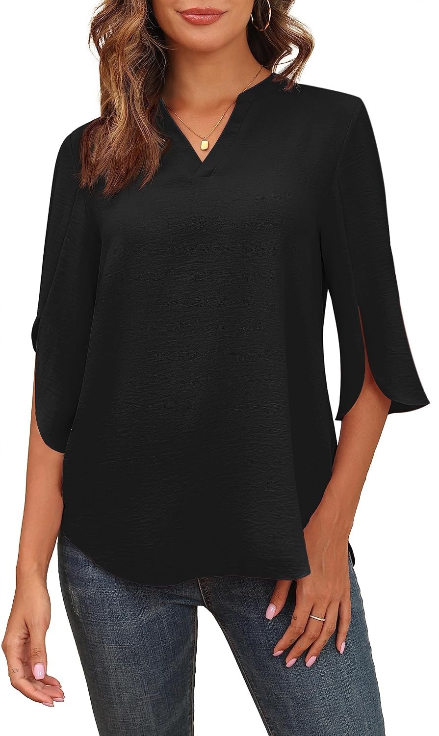 Askyes Women’s 2026 Summer Chiffon Blouses Short Sleeve V Neck Tshirts Loose Casual Flowy Dressy Tops for Leggings Blouse