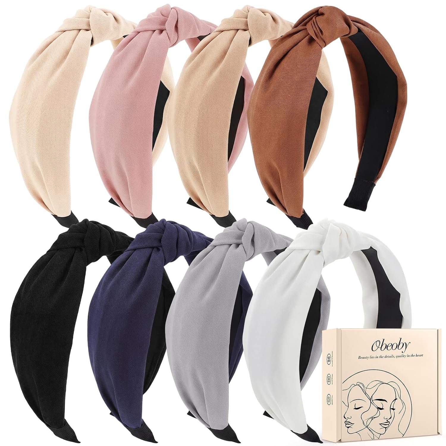 8Pcs Headbands for Women, Fashion Knotted Headband, Brown | Teacher’s headband, Knotted Hairband, Lightweight, No-Teeth Comfort, 8 Colors for Daily Wear, Parties, Gifts Hair Accessories