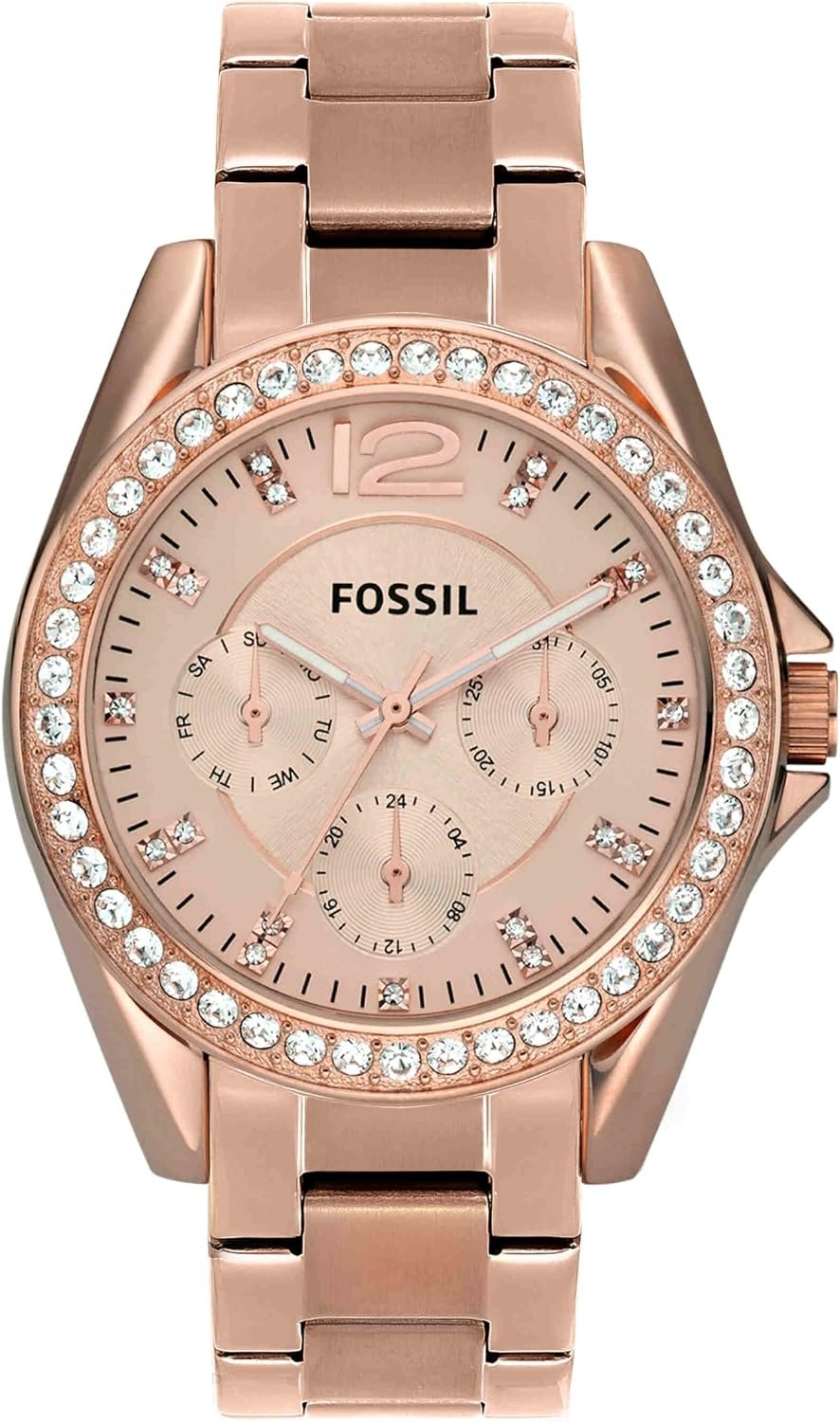 Fossil Women’s Watch, Riley Quartz Stainless Steel Multifunction Watch for Women