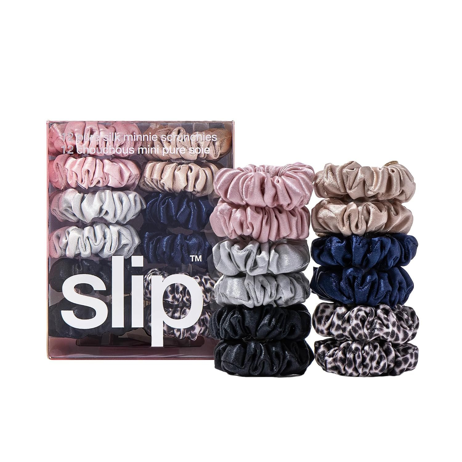 slip Minnie Scrunchies Classic | Pure Silk Scrunchies Set | 100% Mulberry Silk, Anti-Crease, Gentle on Hair, Reduces Breakage | Set of 6 Mini Classic Colors