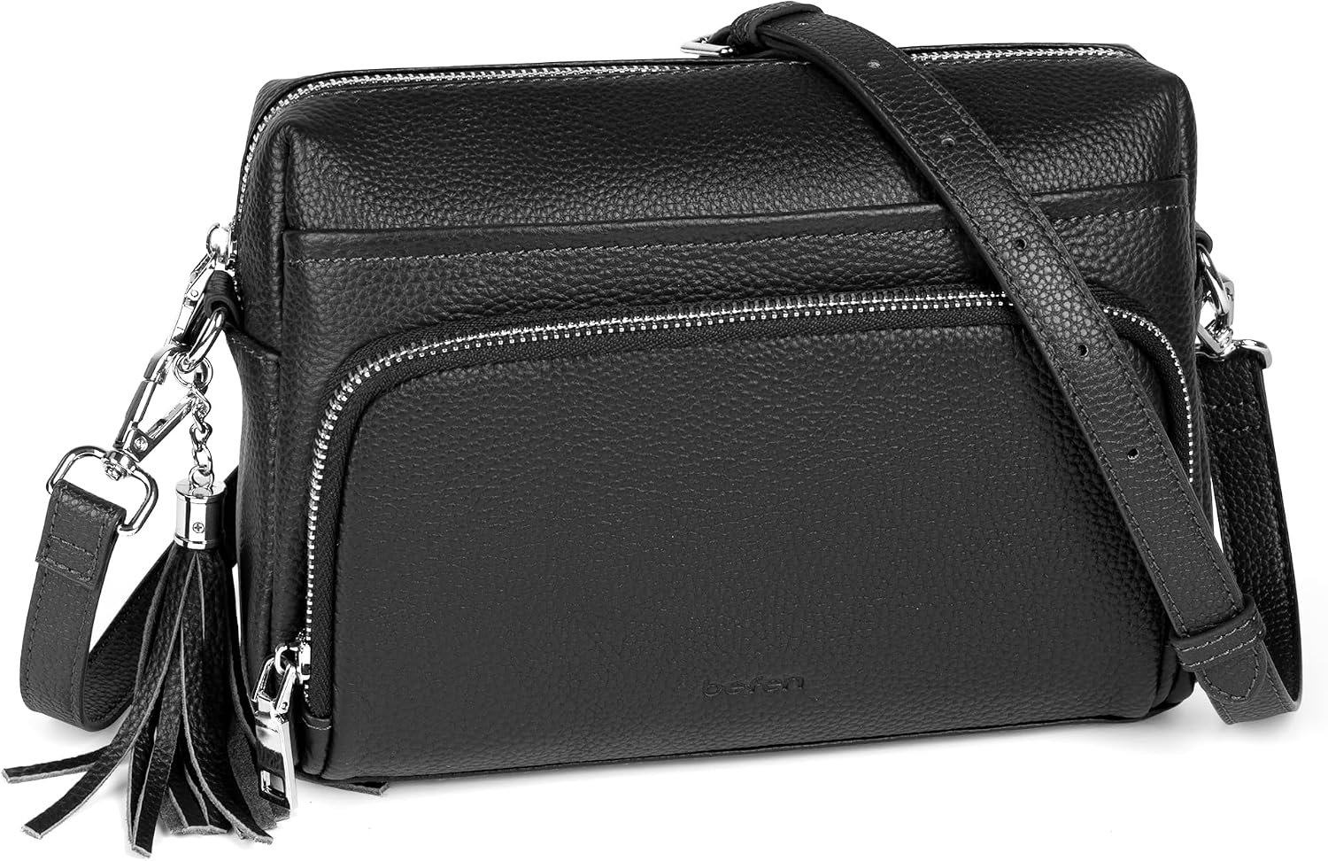 befen Genuine Leather Crossbody Bags for Women Leather Wallet Travel Purse | Real Leather, Purse with Built in Wallet, RFID Blocking Card Slots, Crossbody Bag with Wallet, Detachable Shoulder Strap