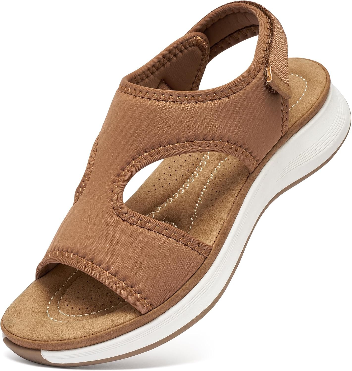 Ecetana Womens Comfortable Walking Sandals Arch Support Summer Sport Shoes | Adjustable hook-loop strap – soft orthopedic cushioned footbed – non-slip sole for long walks, travel, casual outdoor wear