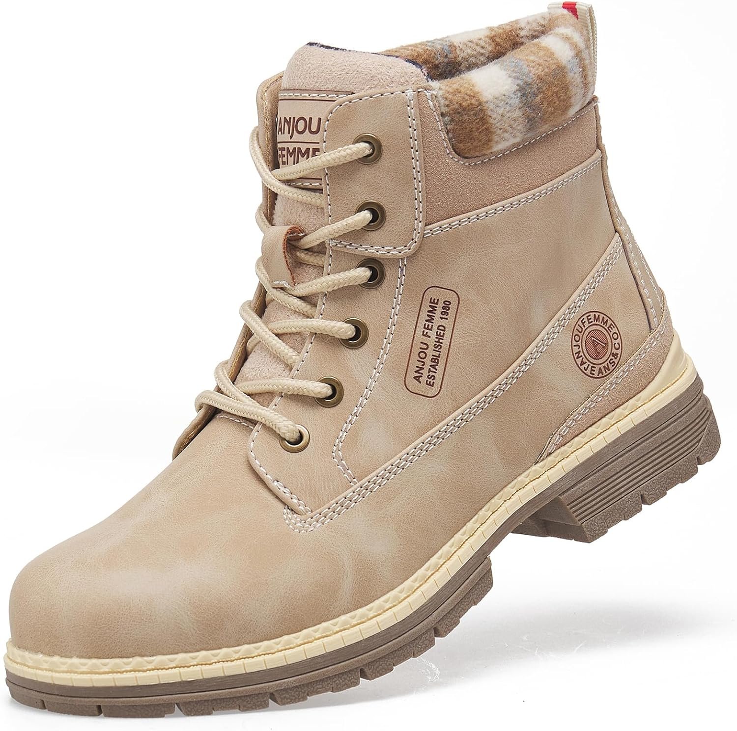 ANJOUFEMME Outdoor Hiking Boots for Women Waterproof – Womens Ankle Boots Lightweight Snow Winter Boots for Trekking Walking