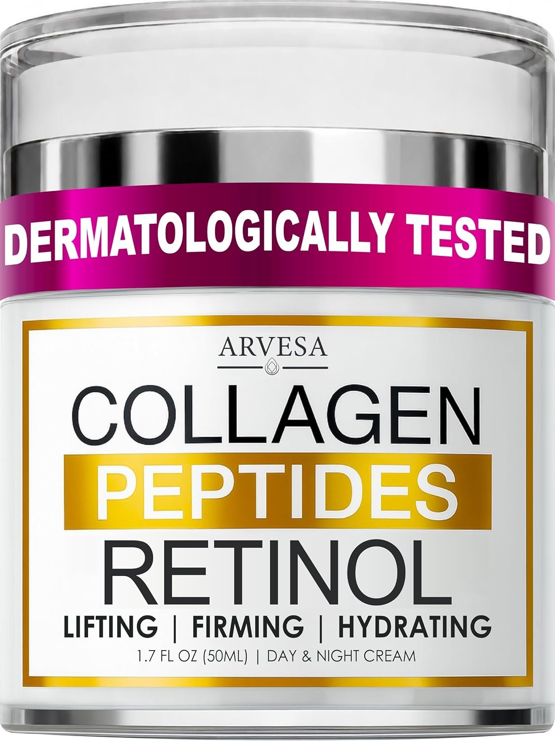 Retinol Cream for Face with Collagen Peptides – Anti Aging Wrinkle Cream for Women and Men – Day-Night Facial Moisturizer with Hyaluronic Acid – Tightening and Skin Firming – Neck & Décolleté