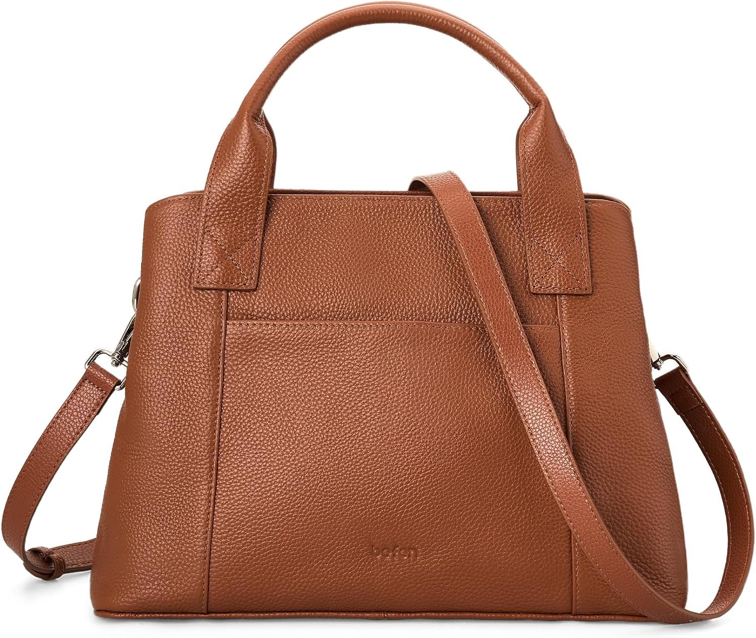 befen Genuine Leather Handbag for Women Small Soft Satchel Tote Bags Crossbody Shoulder Purses with Zipper