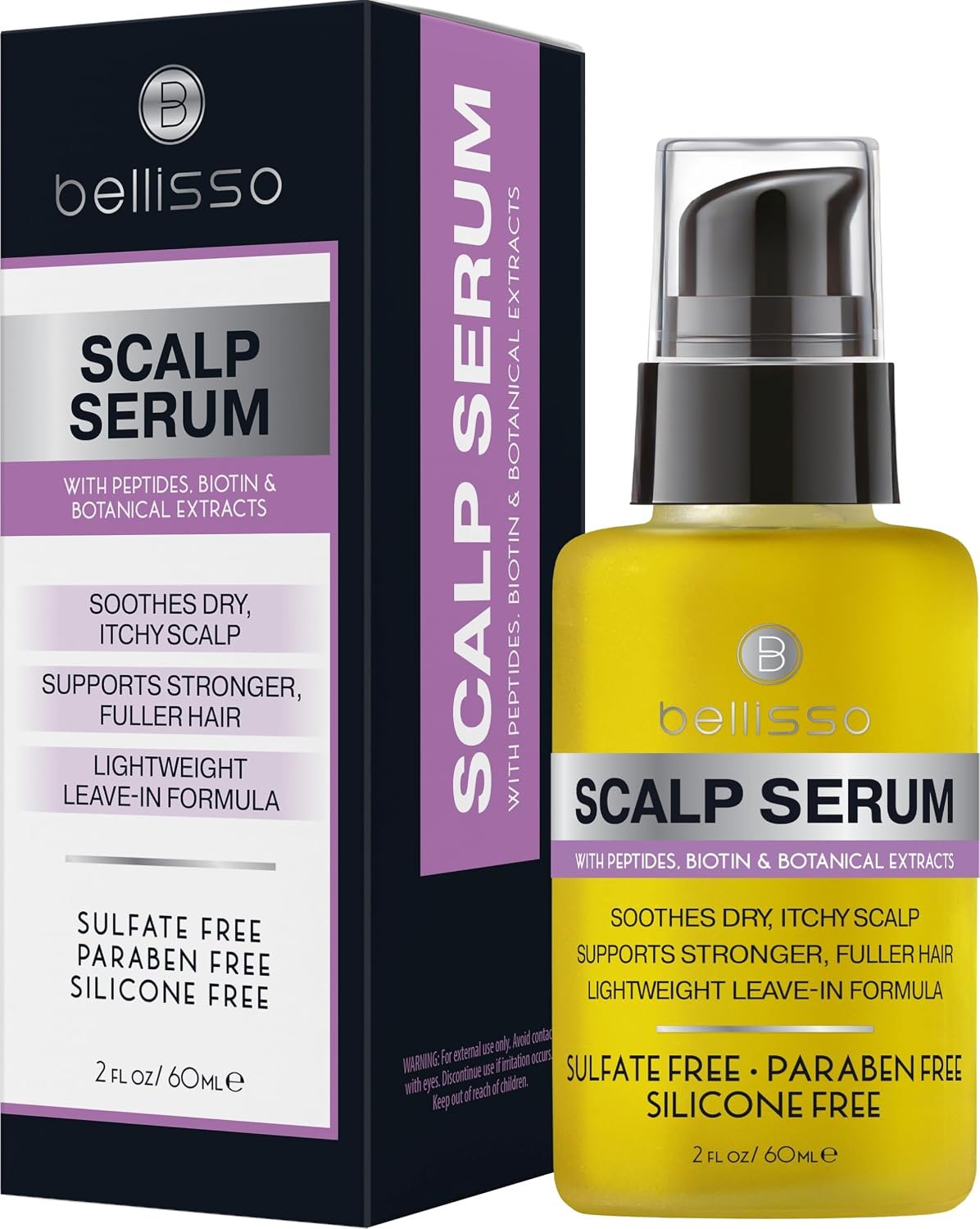 BELLISSO Scalp Serum – Dry and Itchy Dandruff Moisturizer Treatment for Women and Men – Advanced Care and Anti Itch Relief Tonic – 2 Fl Oz