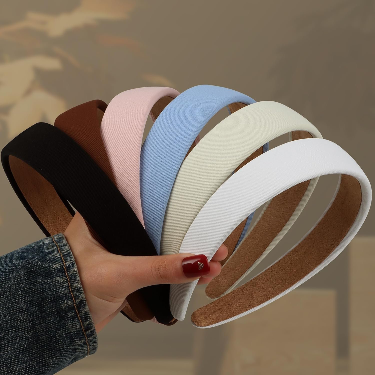 DiyJibb 6PCS Headbands for Women – 1 Inch Wide Non-Slip Elastic Hair Bands, Thick Solid Color Headbands for Girls & Women’s Hair Accessories, Trendy Fall Style
