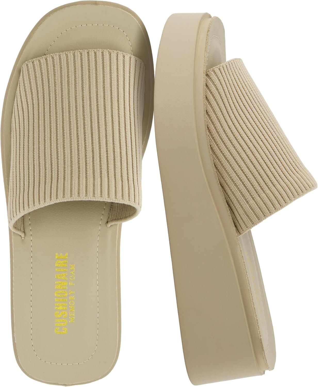 CUSHIONAIRE Pim Wedge Chunky Platform Womens Sandals with Firm Knit Upper & Memory Foam Summer Sandals for Women