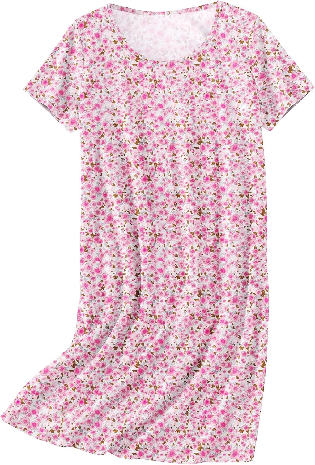 Ekouaer Cotton Nightgowns for Women Short Sleeve Sleepshirts Soft Sleepwear | Soft, Breathable, Moisture-Wicking, Not See-Through, Slightly Stretchy Fabric, Print Night Shirts Ladies Nightdress