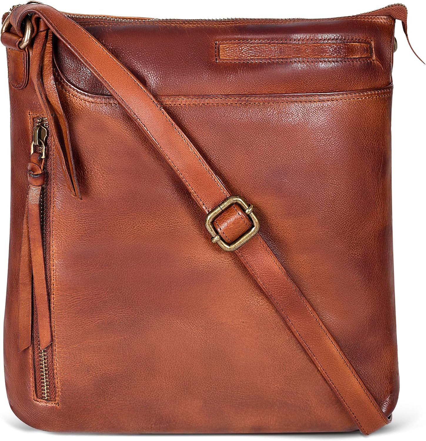 Genuine Leather Crossbody Bag For Women – Medium Cross Body Handbag Purse | Adjustable Shoulder Strap, Premium Craftsmanship, Durable Reinforced Stitching, Leather Tassel & Quality Metal Fittings