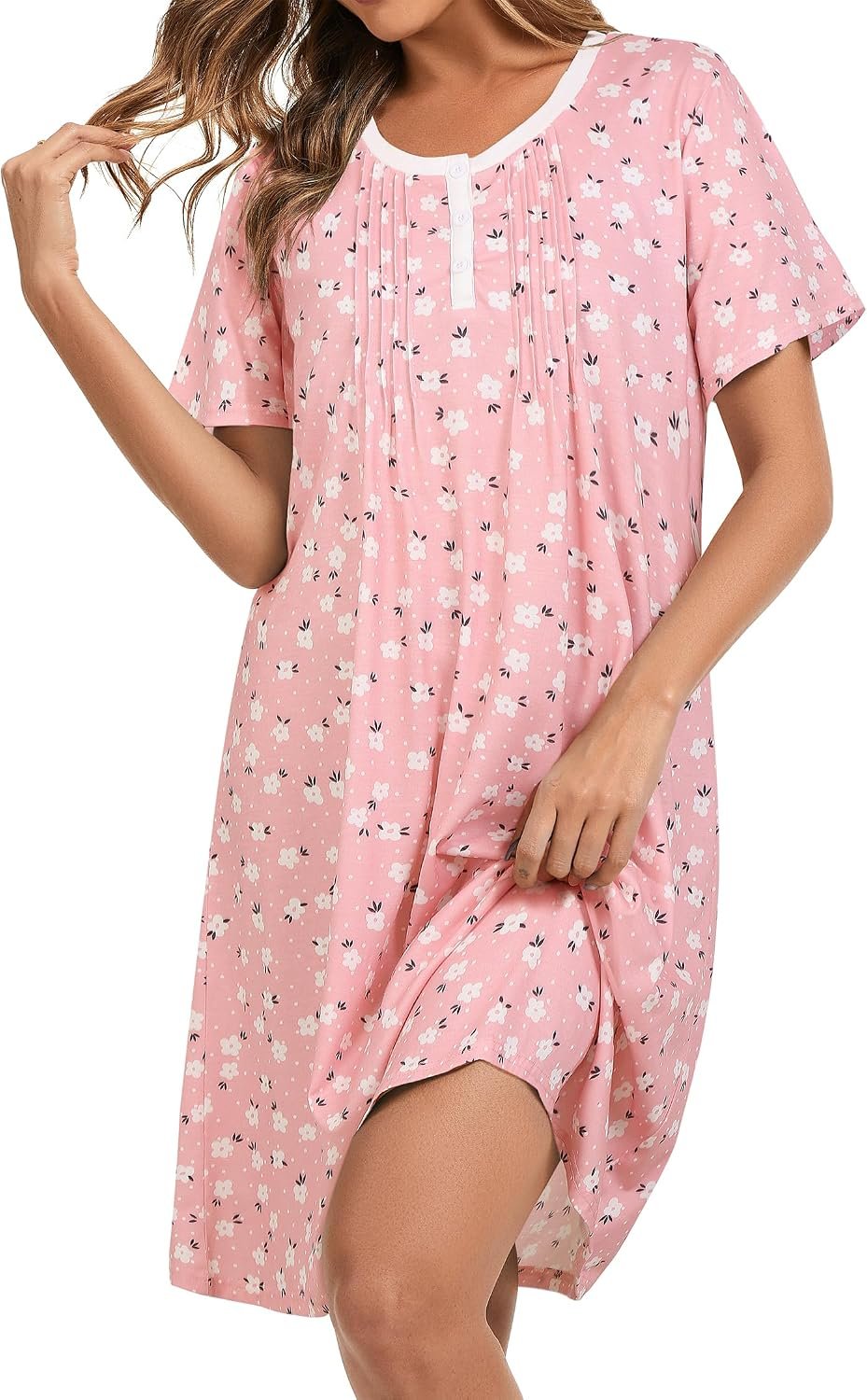 AVIIER Nightgowns for Women Soft Cotton Night Gowns Short Sleeve Sleepwear Comfy Night Shirts