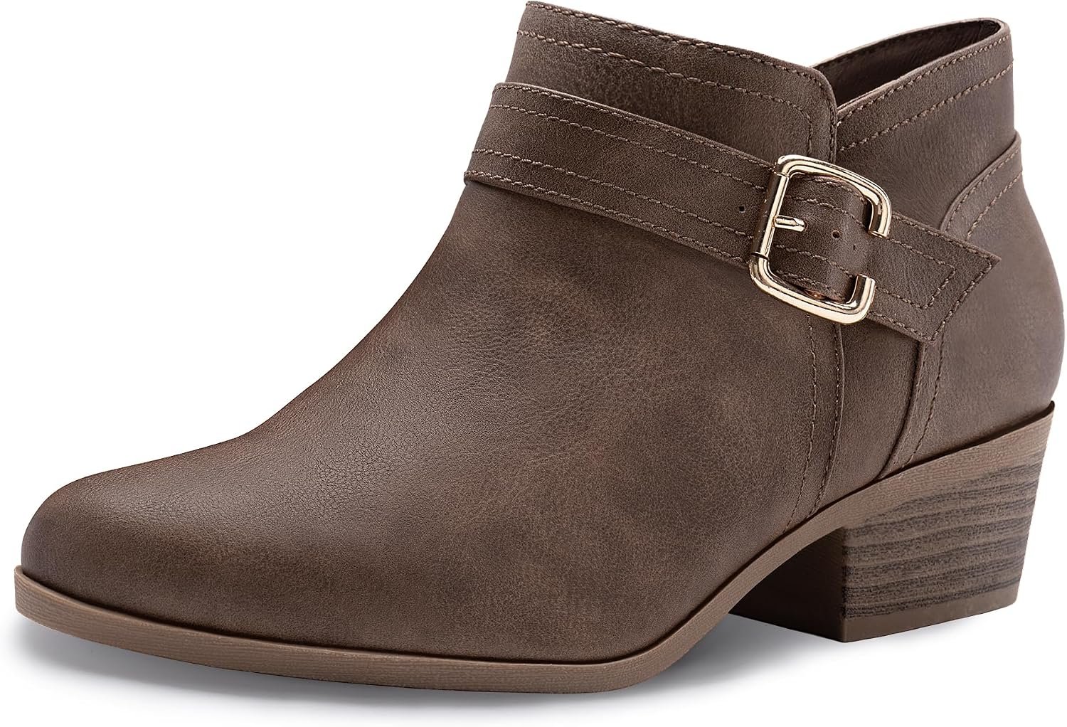 Athlefit Women’s Chunky Low Heel Short Ankle Boots | Fall Winter Booties Shoes with Pointed Toe & Side Zipper, Comfortable 1.65 Inches Heel, Ideal for Casual Outing & Daily Wear