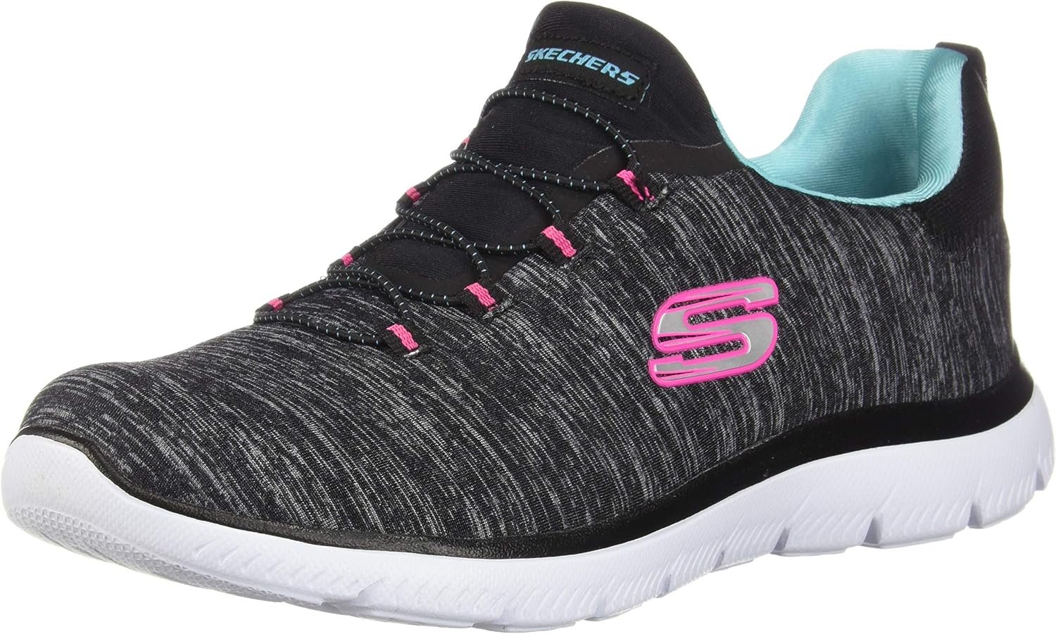 Skechers Women’s Summits Quick Getaway | Memory Foam cushioned comfort insole, Machine washable, Lightweight flexible shock-absorbing midsole, Bungee Slip-on