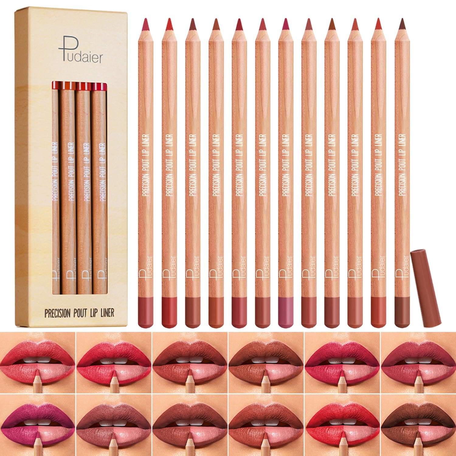 12 Colors Lip Liner Set, Matte Finish Series Lip Liners Pen, Set A | for Women, Long Lasting Waterproof Smooth High Pigmented Lip Pencil for Daily Makeup
