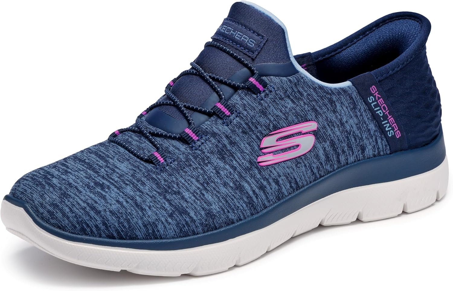 Skechers Women’s Summits Dazzling Haze Hands Free Slip-ins Sneaker | Slip-ins, Heel Pillow holds your foot secure, Air-Cooled Memory Foam Insole, Machine washable, Flexible traction outsole