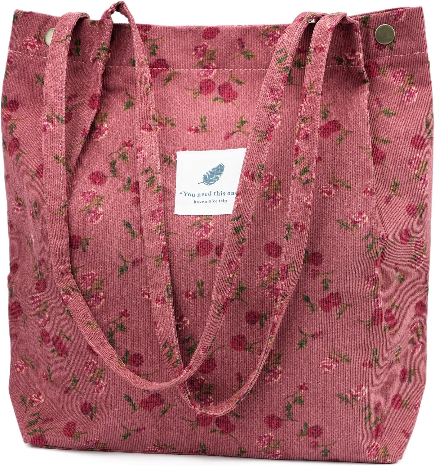 TOPASION Cute Corduroy Tote Bag Canvas Shoulder Handbags for Women Travel Shopping