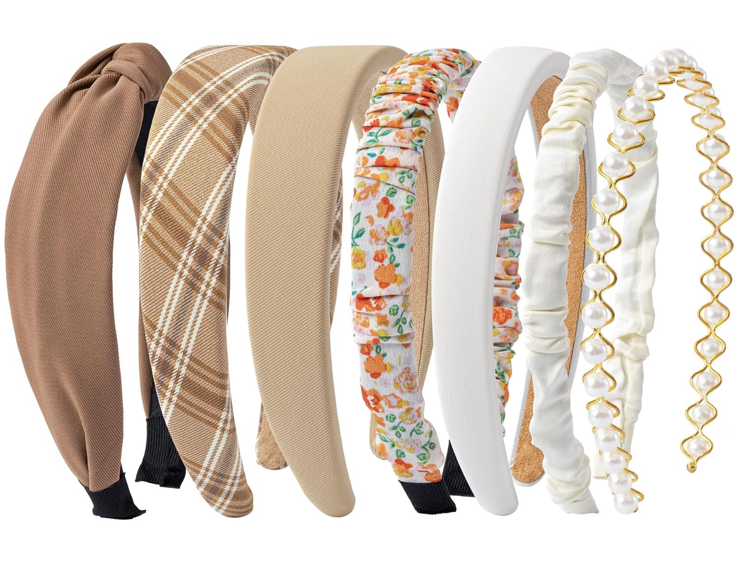 Brown Headbands for Women Girls Non Slip Floral Padded Hairbands | Knotted Hairband, Lightweight, No-Teeth Comfort, Headbands for Daily Wear, Parties, Gifts Hair Accessories