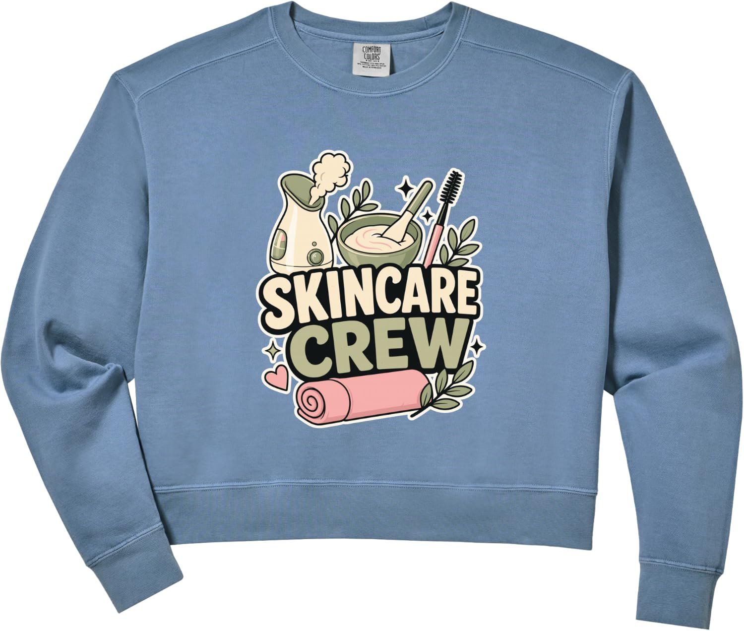 Womens Skincare Crew Facial Beauty Routine Comfort Colors Crop Sweatshirt