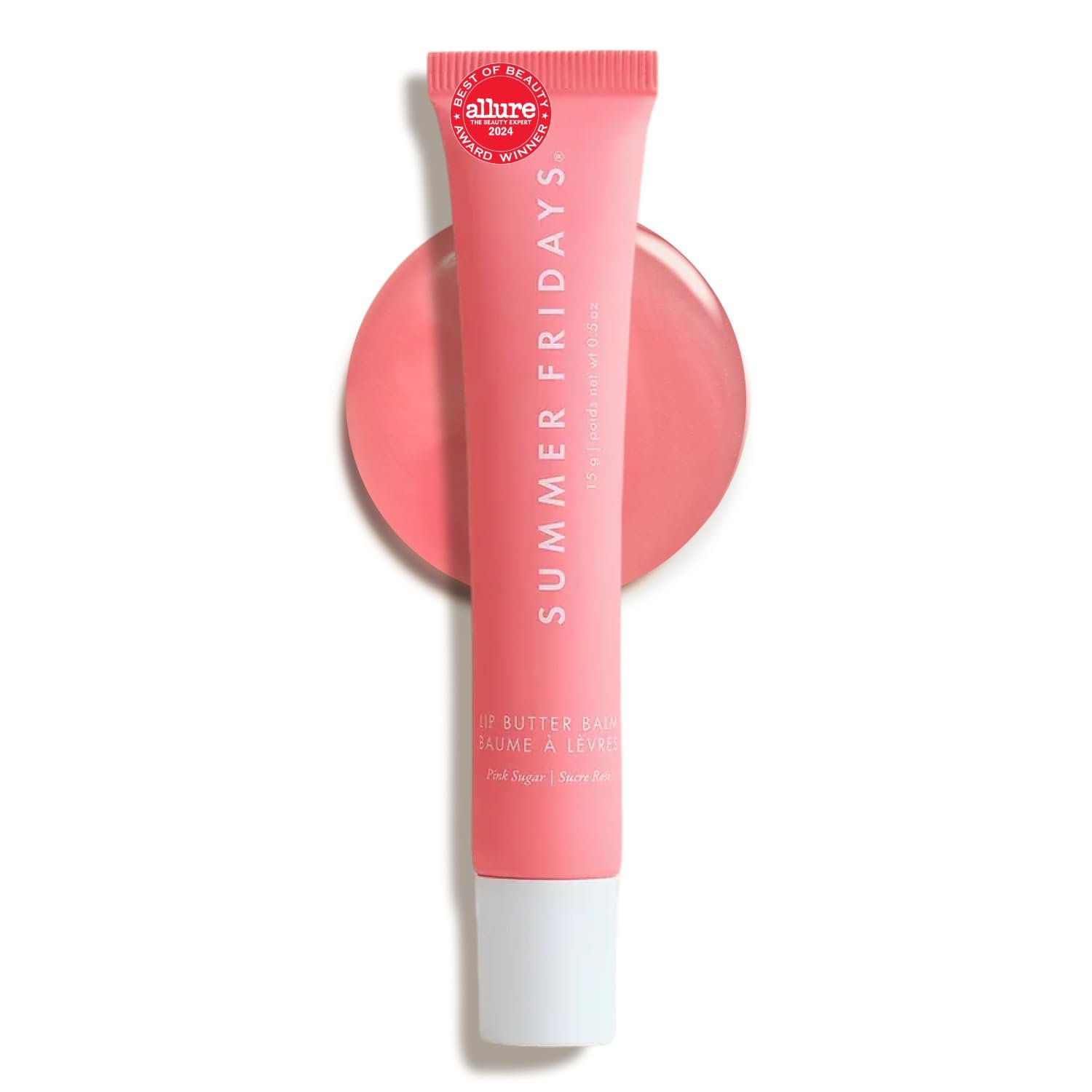 Summer Fridays Lip Butter Balm – Moisturizing Lip Gloss for Instant Shine + Sheer Color – With Nourishing Shea Butter – Everyday Makeup + Skin Care Summer Essentials – Vegan – Pink Sugar (.5 Oz)