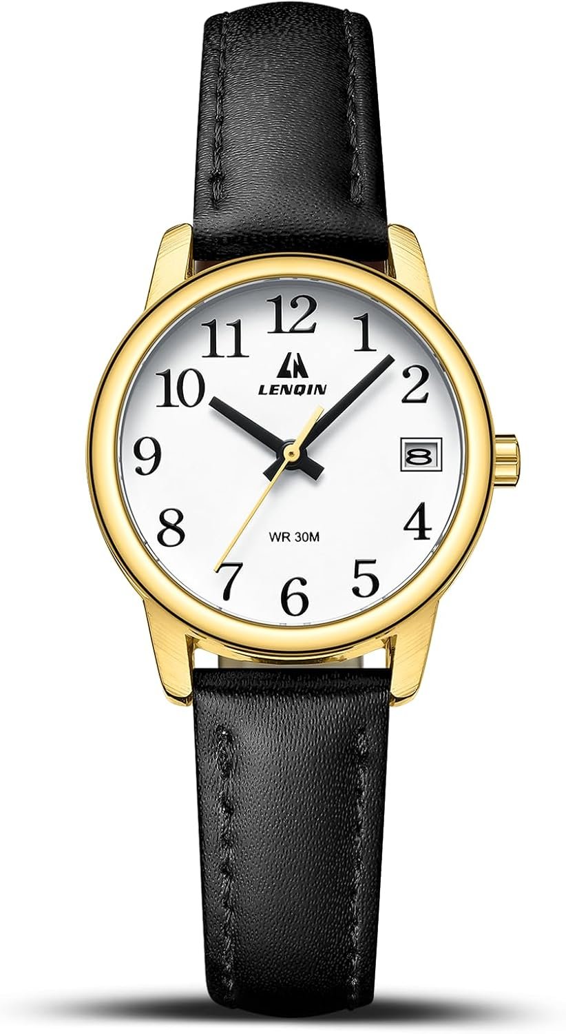 LN LENQIN Womens Watch Analog Quartz Waterproof Ladies Watches for Women | Easy Read Women’s Wrist Watches with Leather Strap Luminous Dial