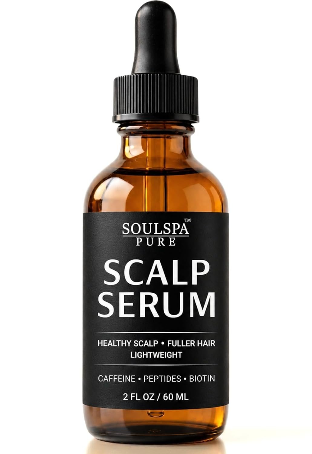 Scalp Serum for Thinning Hair with Caffeine, Biotin & Rosemary Oil, 2 fl oz | Lightweight, Leave-In Scalp Treatment for Thicker, Fuller Stands – Fast Absorbing Peptide Hair Growth Serum – SoulSpa Pure