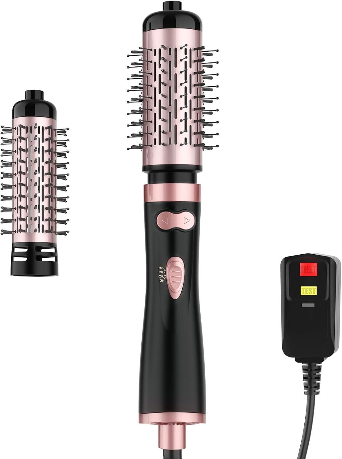 Rotating Hair Dryer Brush Ceramic, Blow Dryer Brush 2 Spin Brushes Set 1.5 Inch &2 Inch, One-Step Hot Air Brush Volumizer, Smooth, C-Curls|Black (Black)