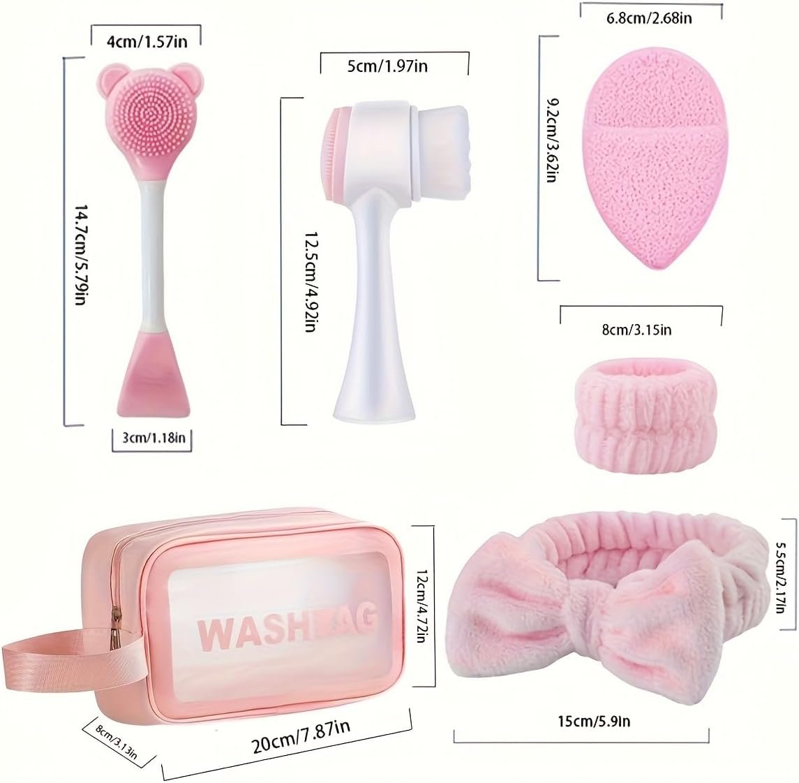 6‑Piece Facial Care Tool Set, Deep Cleansing SPA Mask Brushes & Exfoliating Tools with Velvet Headband, Portable Skincare Kit for Women