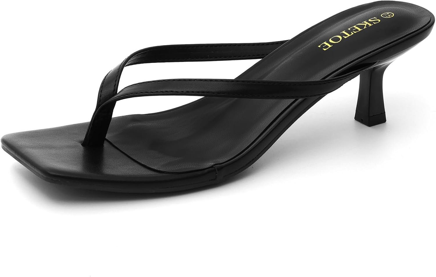 Kitten Heels for Women Square Toe Sandals Flip Flop Heels Thong Sandals Comfortable Summer 2 Inch Heels Sandals