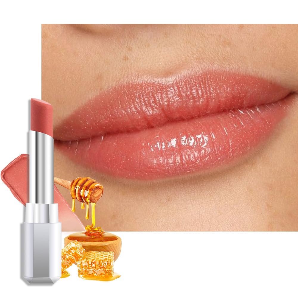 evpct Nude Honey Lipstick Tinted Lip Balm, Moisturizing Tinted Lip Oil Stick Lipstick for Older Women, Sheer Lightweight Hydrating Nourishing Shine Tinted Lip Balm Color Gloss Tint Stain,03 Honey