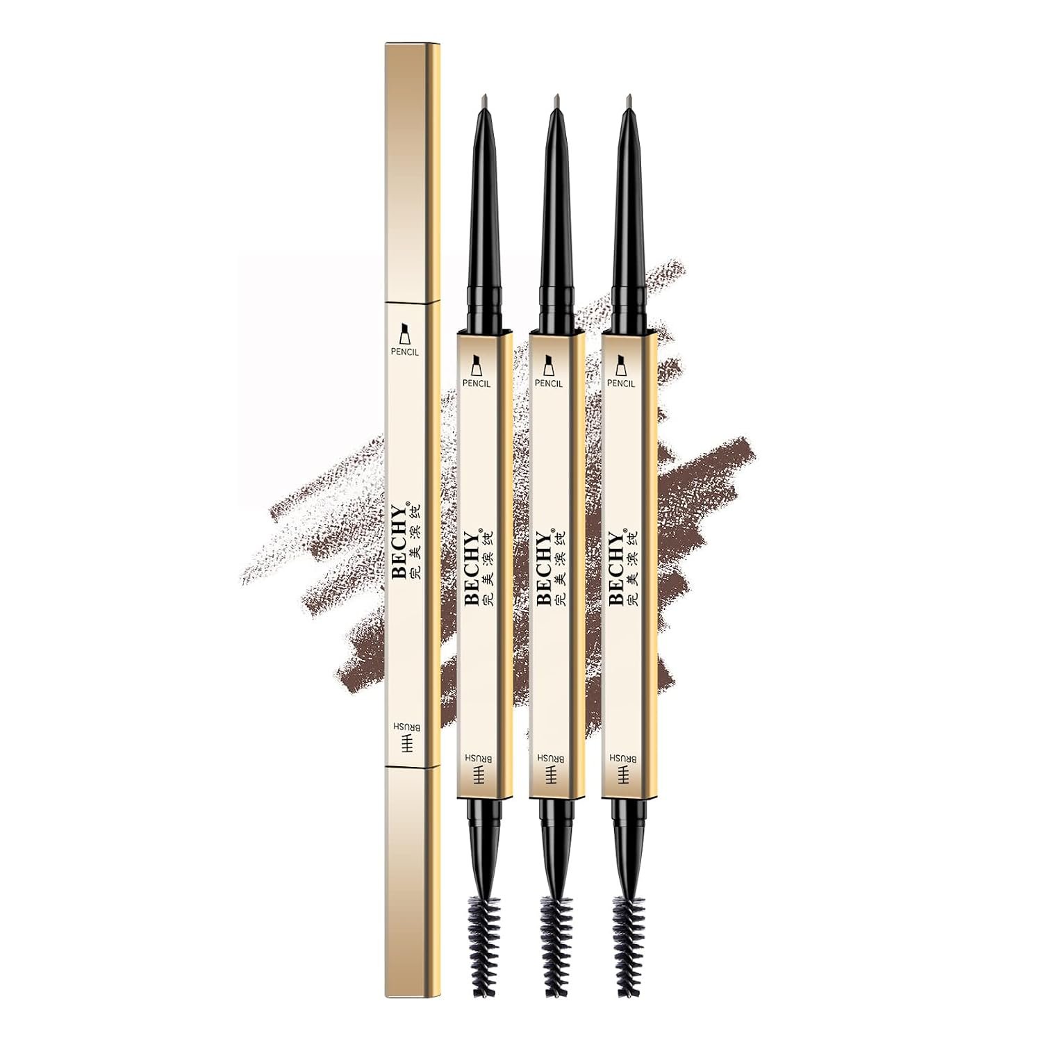 Eyebrow Pencil,3 PCS Waterproof Long-Lasting Microblading Dark brown Brow Pencil,Natural Eyebrow Makeup Ultra Slim Defining Eyebrow Pencils Brow Liner for Women