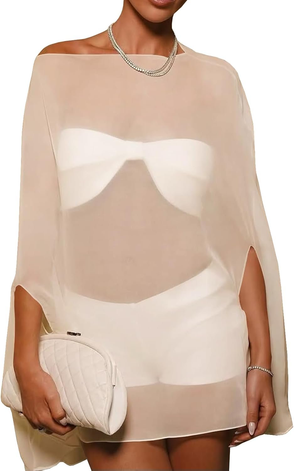 Off Shoulder Swimwear Cover Ups | Summer, See Through Beachwear, Batwing Poncho Shawl Shrug, Chiffon Tops