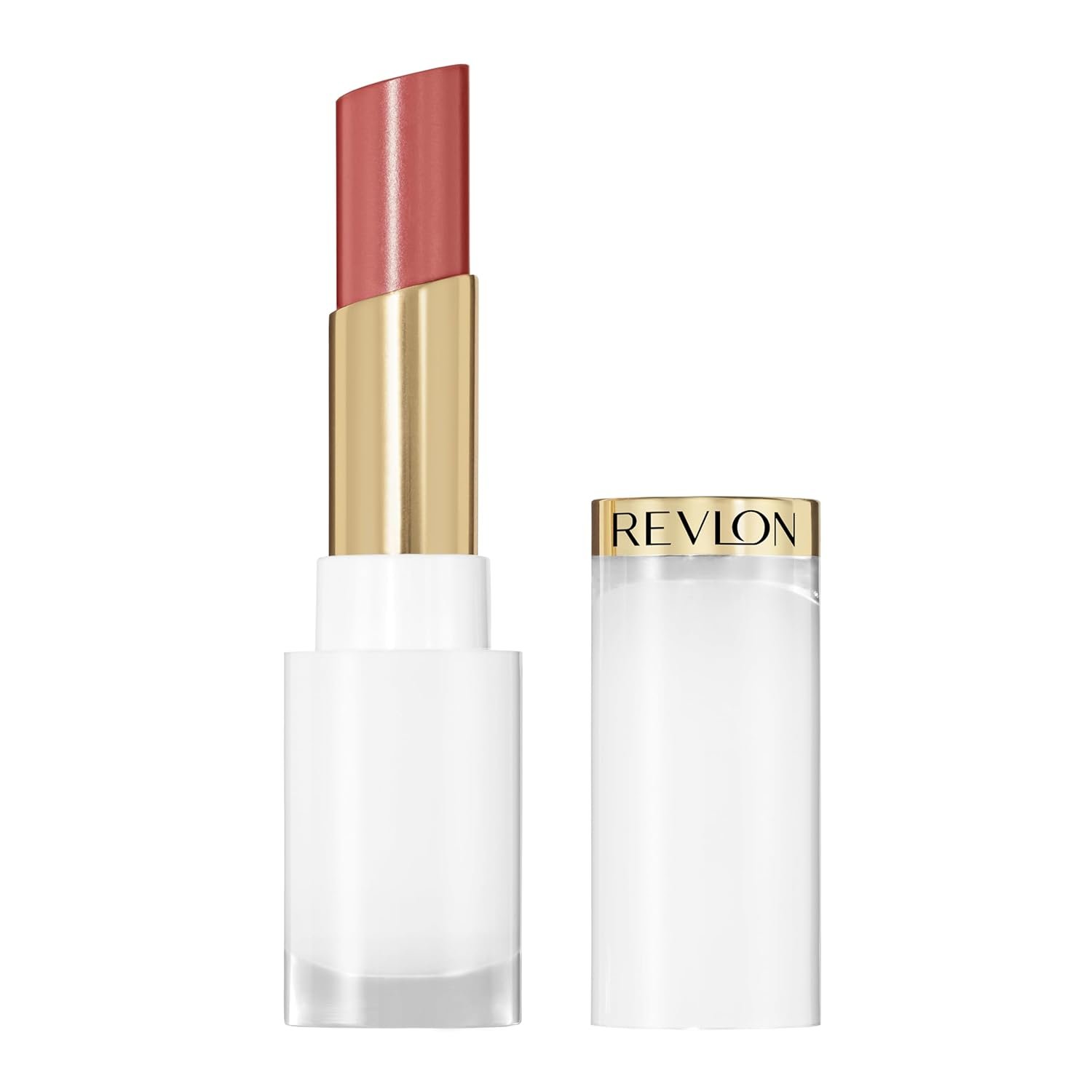 REVLON Super Lustrous Glass Shine Balm, 004 Nude Illuminator, 0.11 oz | Sheer glossy tinted lip balm with hyaluronic acid, aloe & rose quartz. Hydrating shine in one swipe.