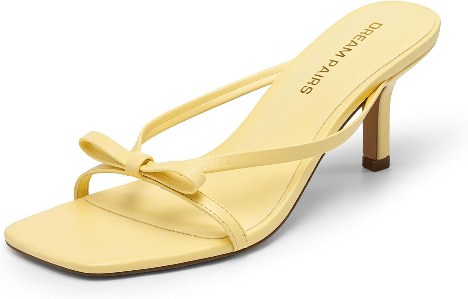 DREAM PAIRS Women’s Comfort Bow Kitten Heel Sandals | Square Open Toe Slip On Slide Dress Heels, Elegant Casual Heeled for Bridal, Wedding Guest, Date Night & Special Occasions