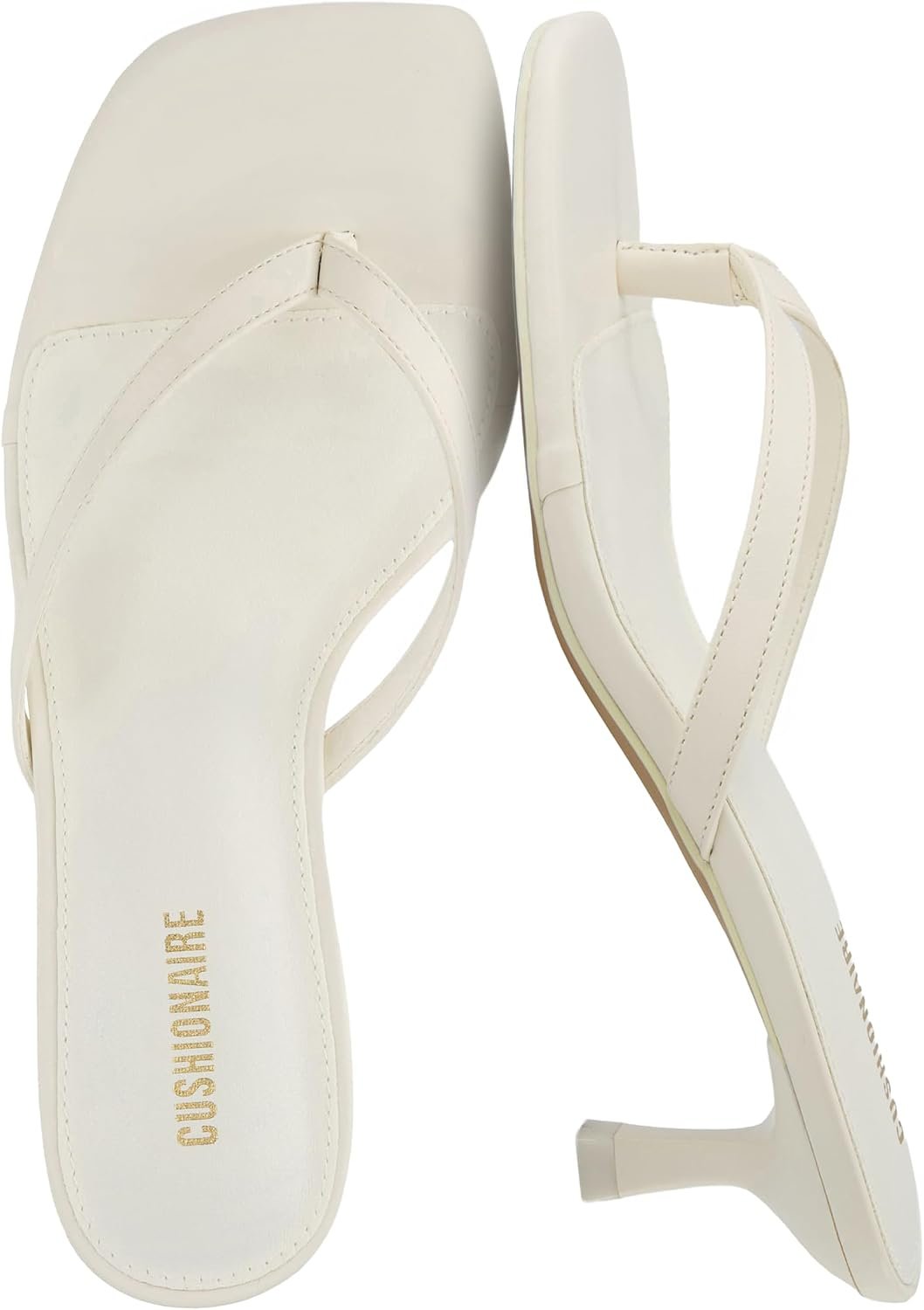 CUSHIONAIRE Miami Kitten Heels for Women, Thong Flip Flop Heeled Sandals with Memory Foam, Slip On Dressy Sandal
