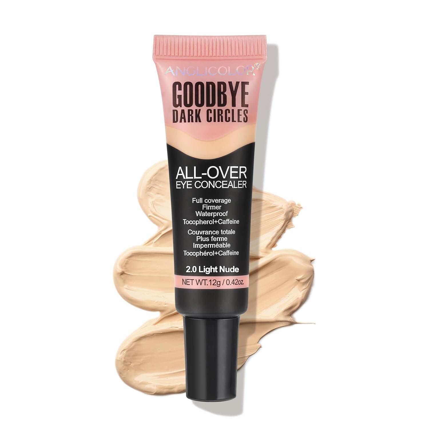 Full Coverage Under Eye Concealer, Brightening Color Corrector for Dark Circles, Long-Lasting & Waterproof Liquid Concealer for Mature Skin, 0.42 fl oz (02 Light Nude)