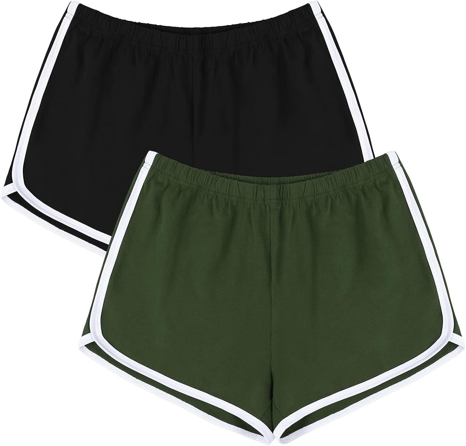 URATOT Women’s Cotton Gym Yoga Summer Running Active Dance Elastic Shorts, Pack of 2