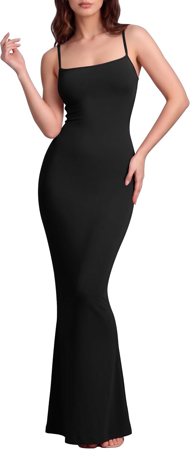 VIUTIL Women’s Maxi Bodycon Dress Sexy Spaghetti Strap Sleeveless Tight Slip Long Dresses 2023