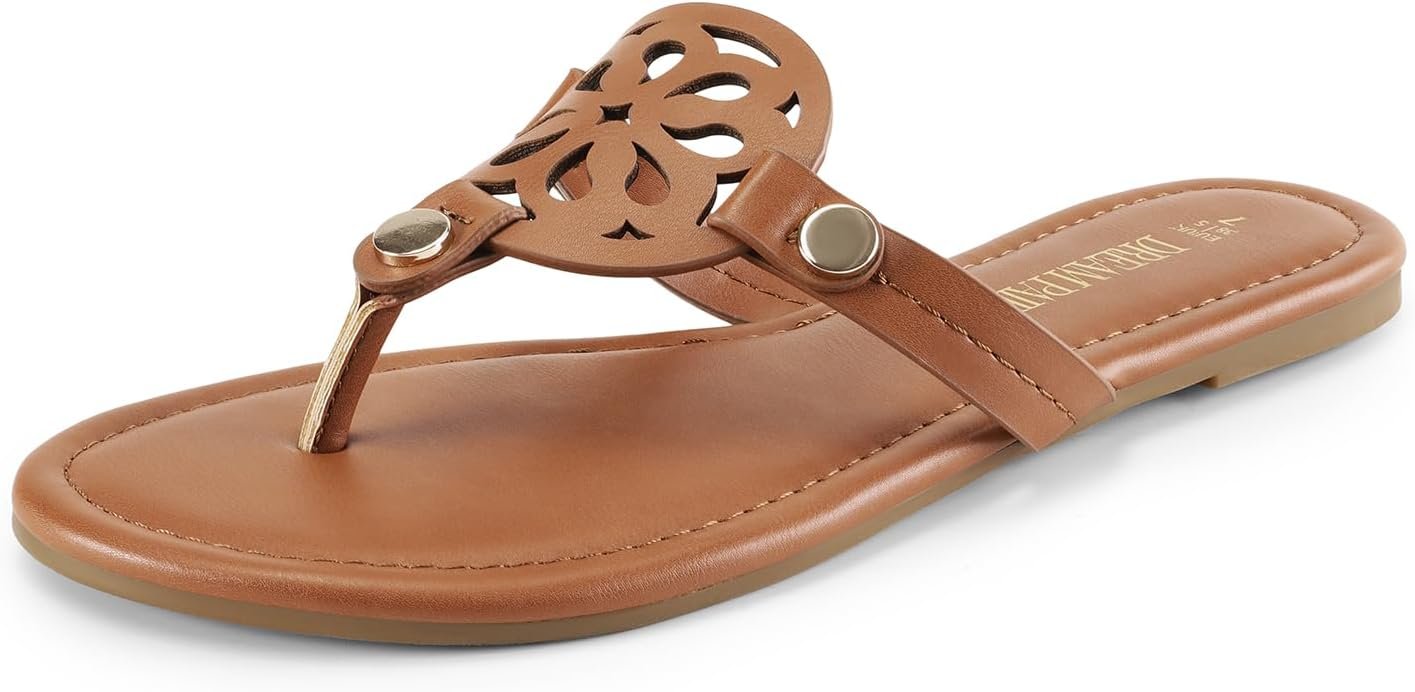 DREAM PAIRS Women’s Flip Flops Flat Slide Sandals | Comfortable Soft Dressy Flats Thong Sandals for Summer Beach Dating Vacations