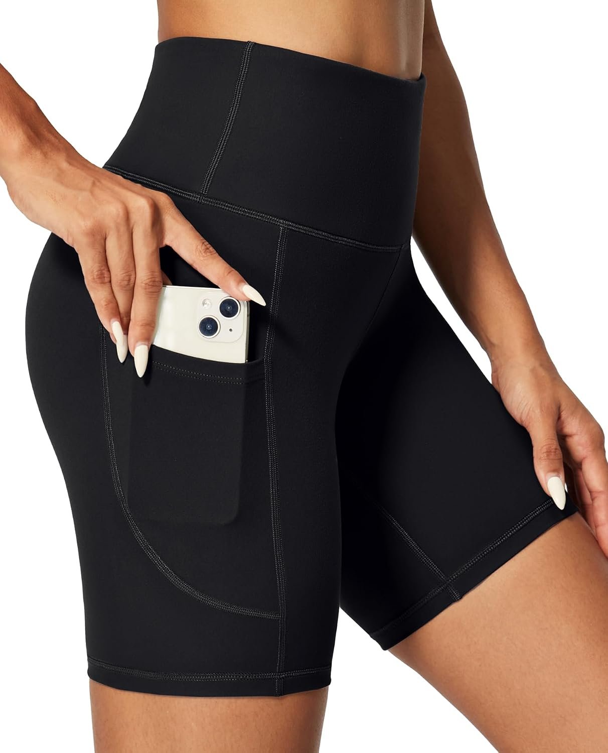 IUGA Biker Shorts Women 6″ Tummy Control Workout Yoga Compression Shorts | 3 Deep Pockets, High Waisted, Buttery Soft & Breathable Fabric, Squat-Proof, Quick-Dry, Spandex, Running, Gym, Athletic