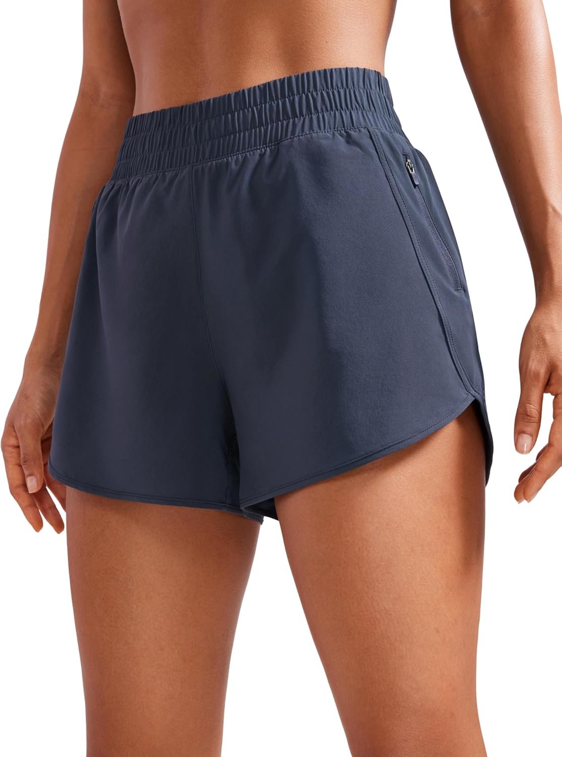 CRZ YOGA Dolphin Athletic Shorts 3″ | High Waisted, Mesh Liner, Quick Dry, Lightweight, A Zip Pocket, for Women
