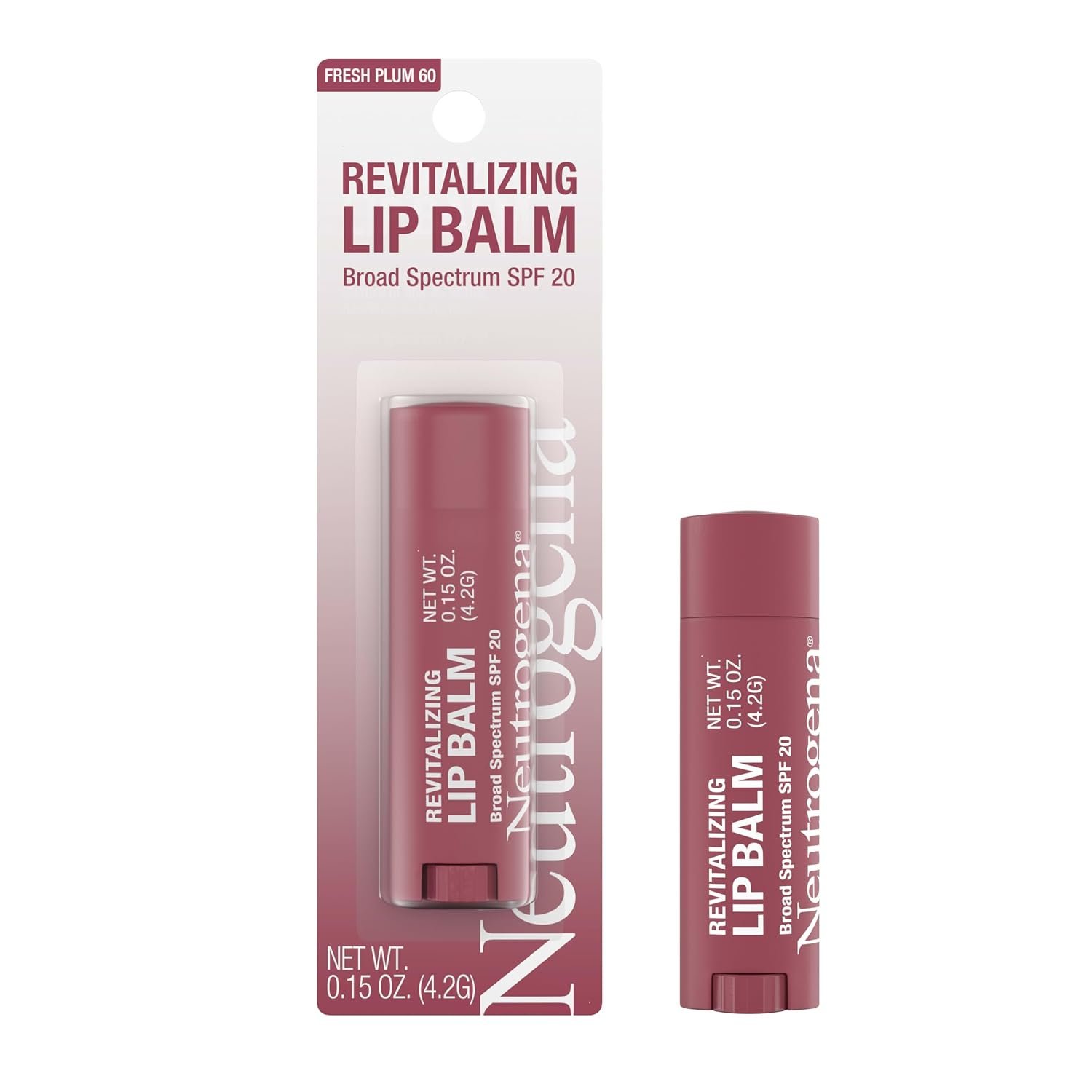 Neutrogena Revitalizing Tinted Lip Balm SPF 20, Sheer Fresh Plum, .15 oz | Broad Spectrum Sunscreen, Moisturizing Lip Balm, Sheer Tint, Softer Smoother Healthier-Looking Lips