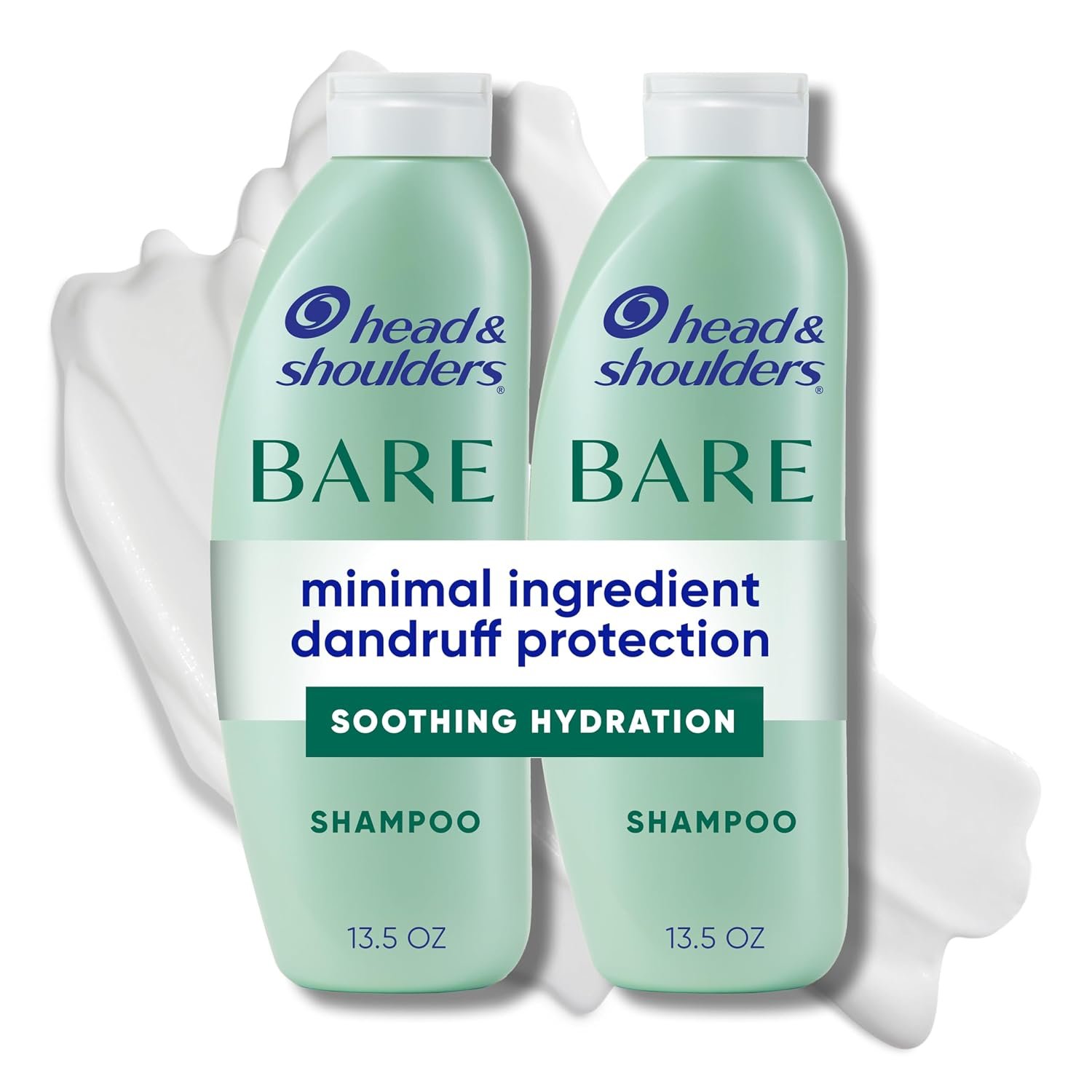 Head & Shoulders Anti-Dandruff Shampoo, BARE Soothing Hydration Twin Pack, 1% Pyrithione Zinc, Dry Scalp Relief, Free of Sulfates, Silicones, Dyes, 13.5 Fl Oz Each