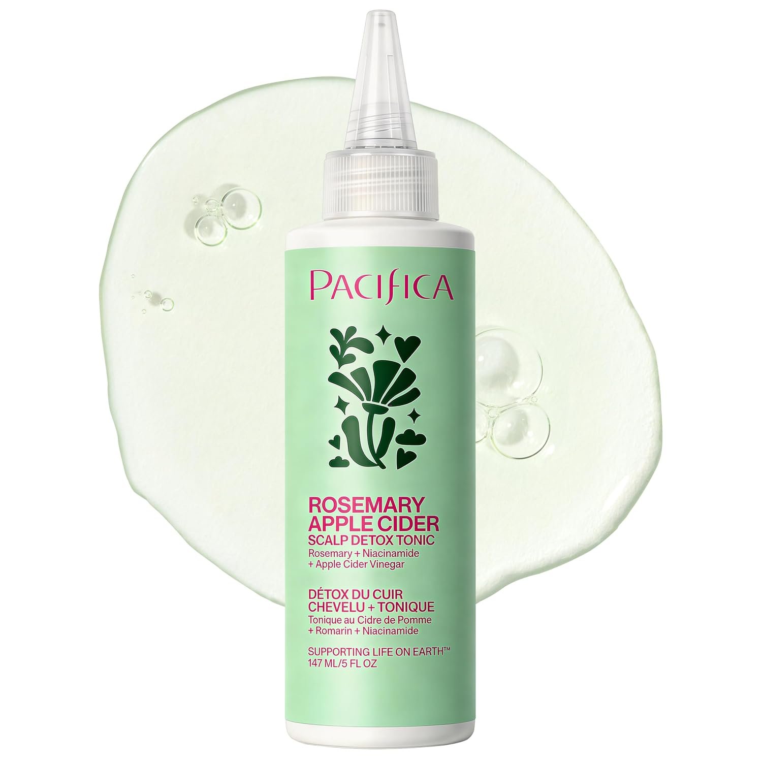 Pacifica Scalp Detox Tonic – Scalp Exfoliator with Glycolic & Salicylic Acid for Clarifying Build Up & Purifying – Infused with Rosemary to Support an Itchy, Dry Head – Vegan & Cruelty-Free – 5 oz