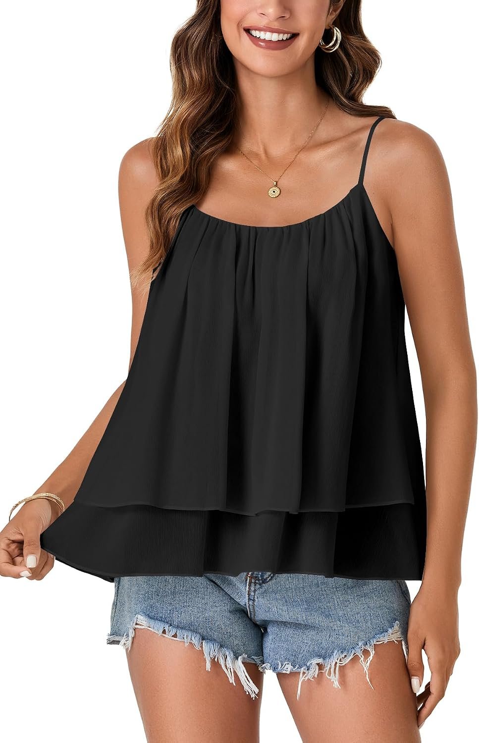 KIFOVEN Womens Tank Tops Flowy Sleeveless Chiffon Cami Summer 2026 Boho Layered Loose Fit Cute Camisoles Beach Vacation Tops