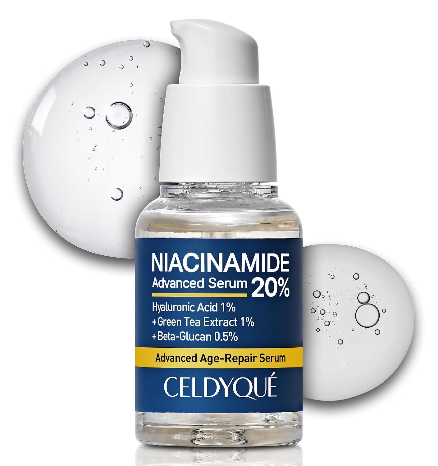 Niacinamide 20% + Hyaluronic Acid 1% Serum for Face w/Green Tea Extract – Pore Minimizer, Even Skin Tone, Fine Line Vitamin B3 Beta-Glucan Korean Skincare