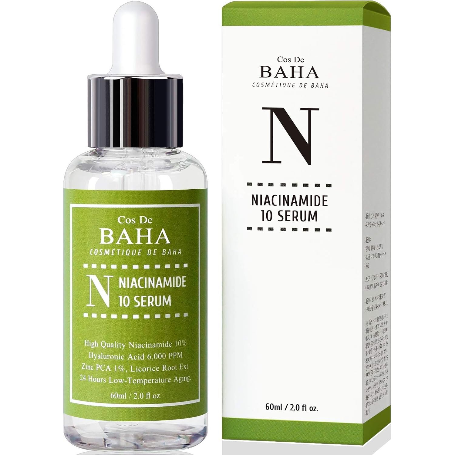Cos De BAHA Niacinamide 10% Serum 2 Fl Oz – Zinc PCA, Hyaluronic Acid & Aloe for Balancing, Pore-Refining & Uneven Tone (60 ml)