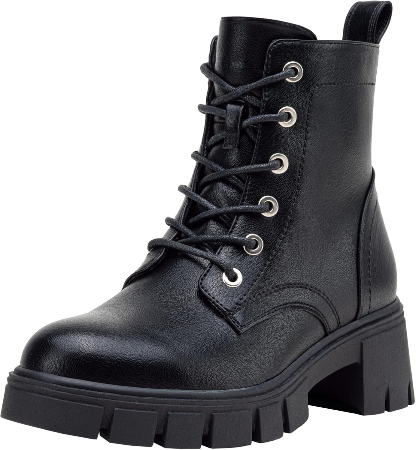 Women’s Lace-Up Combat Ankle Boots with Chunky Platform Heel | Comfortable military-style booties, side zipper and memory foam insole, for city days, concerts and relaxed fall outfits