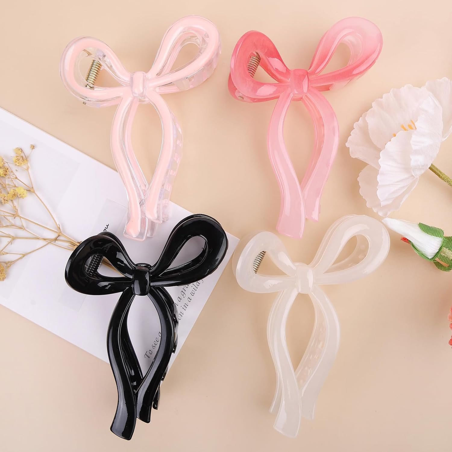 4 Pcs Bow Hair Clips Elegant Hair Claw Butterfly Hair Accessories for Girls Nonslip Butterfly Clips Hair Grips Styling Accessories for Women